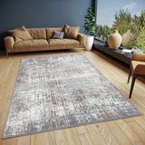 Hanse Home Abstract vintage tapijt, oosters laagpolig woonkamertapijt, vintage look, abstract loper voor slaapkamer, eetkamer, woonkamer, hal, crèmegrijs, 67 x 120 cm