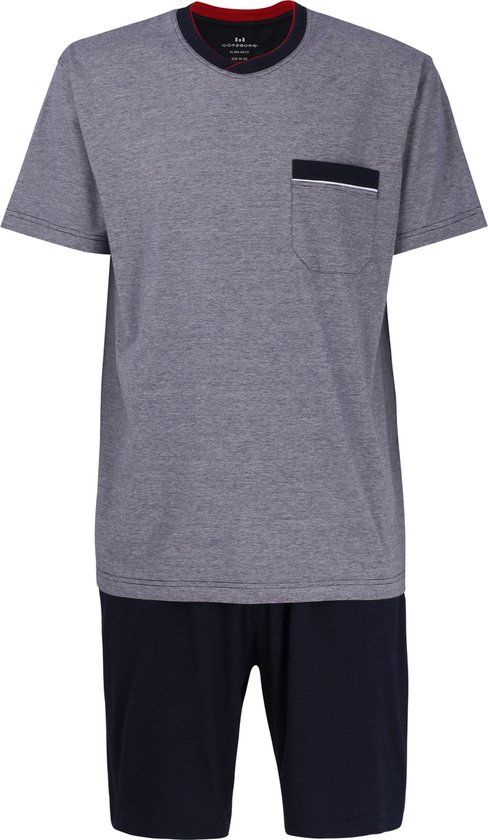 Götzburg heren shortama O-hals - middenblauw melange