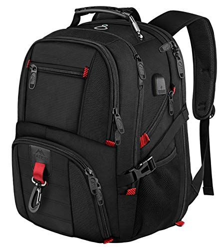 MATEIN MANCRO Laptop Rugzak - Zwart - 17.3 inch - Polyester - USB Opladen Poort