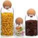 Set de bocaux de stockage en verre sans marque - 3 pièces - 500 ml - Rond - Avec couvercle en liège - Transparent
