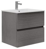 Ensemble de meuble de salle de bain avec lavabo, 2 tiroirs, 50x55x40 cm, gris
