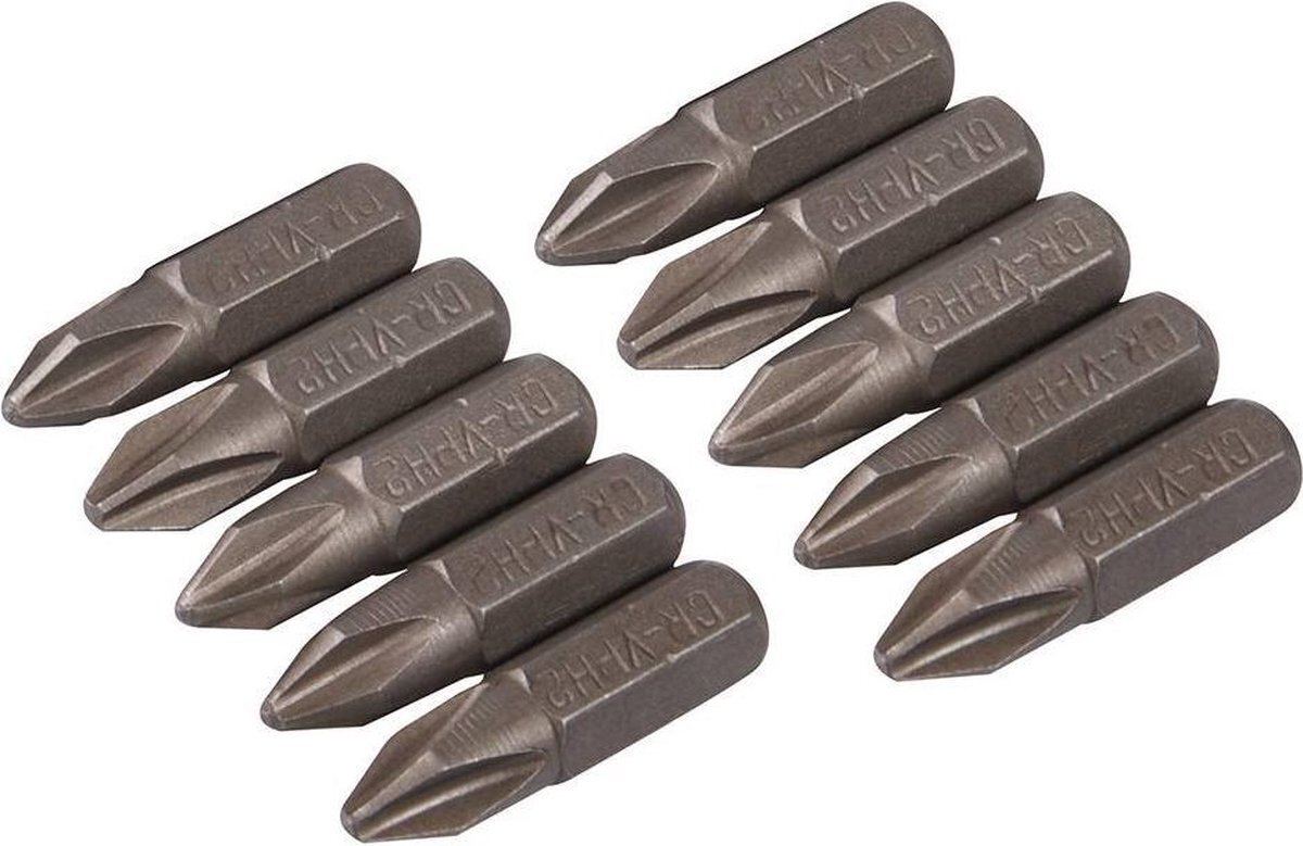 Silverline Cr-V kruiskop schroevendraaier bits, 10 pk.