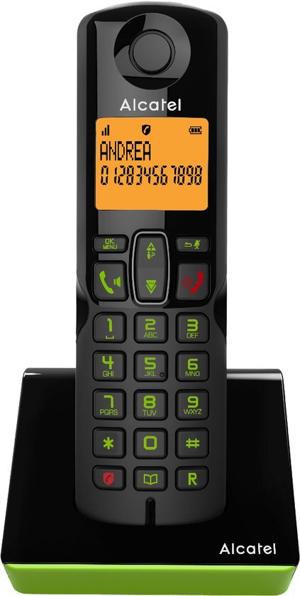 Alcatel S280 Dect Huistelefoon: Perfect voor Comfort en Eenvoudig Gebruik (Zwart/Groen)