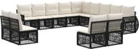 vidaXL Tuinbank Set 13-delig Zwart en Crèmewit Polyrattan