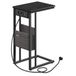 VASAGLE Table d'appoint, table de chevet avec prise, support de canapé en forme de C, pour petits espaces, 2 ports USB et prises, sac, pieds réglables, pour chambre à coucher, salon, bois noir LET356B02V1