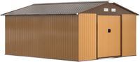 Outsunny Gereedschapsschuur met fundering, 24,5 m³, Schuifdeur, Bruin, Kunststof, Staal