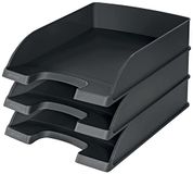Leitz Brievenbak standaard A4, 3-pack, postbak van premium kwaliteit, stapelbaar opbergvak als bureau-organizer, combineerbaar met Plus-serie, zwart, 52270095