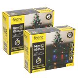 Feeric lights & Christmas Feeric lights Kerstverlichting - 2x - gekleurd - 14 m - 192 led lampjes - zwart snoer - batterij