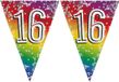 Boland Bv Vlaggenlijn 16 jaar versiering - 3x stuks - vlaggetjes slinger - 6 meter - Glitter folie - Binnen/buiten gebruik - leeftijd - verjaardag