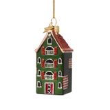Vondels Boule de Noël en verre - Maison de ville 9cm Vert
