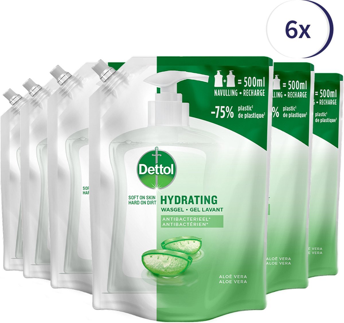 Dettol Refill Hydrating Aloe Vera 500ML x 6