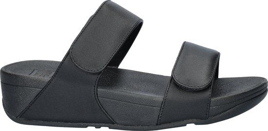 FitFlop Lulu Adjustable Leather Slippers - Black - Size 39
