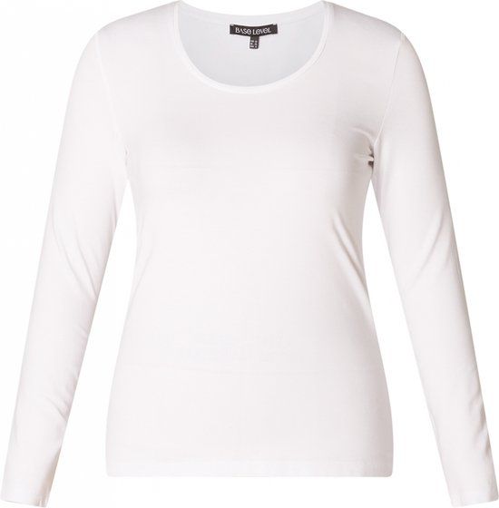 Base Level Curvy B Fashion Brands Europe BASE LEVEL CURVY Aso Jersey Shirt - White - maat 0(46)