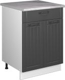 Vicco Onderkast voor spoelbak/kookplaat Fame-Line, Donkergrijs/Wit, 60 cm met lade, WB Marmer