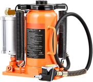 Merkloos / Sans marque Shanghai Sishun Technology Co., Ltd Luchthydraulische Fleskrik, Capaciteit 20 Ton, Hefbereik van 25,8-49,5 cm, Pneumatische en Handmatige Bediening, Duurzaam, Robuust Ontwerp voor Suv's, Vrachtwagens, Campers en Autoreparaties, Oranje