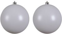 Merkloos Decoris Kerstbal - 2x - wit - groot - 20 cm - kunststof - mat