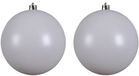 Merkloos Decoris Kerstbal - 2x - wit - groot - 20 cm - kunststof - mat