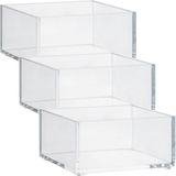 5five Set van 3x stuks make-up houder box - 9,5 x 9.5 x 5 cm - transparant kunststof