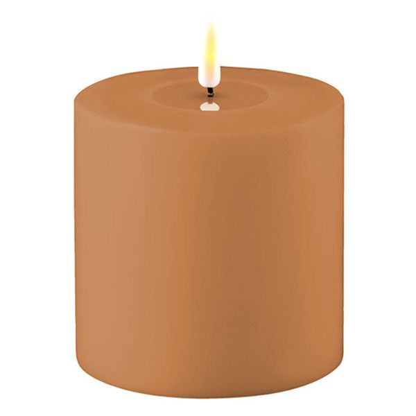LED Kaars Buiten 10x10cm Caramel 3D Vlam Deluxe HomeArt