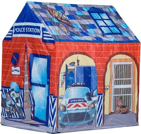 Kinder Speeltent Politie Bureau - 95x72x102 cm - Blauw & Rood - 3+ Jaar