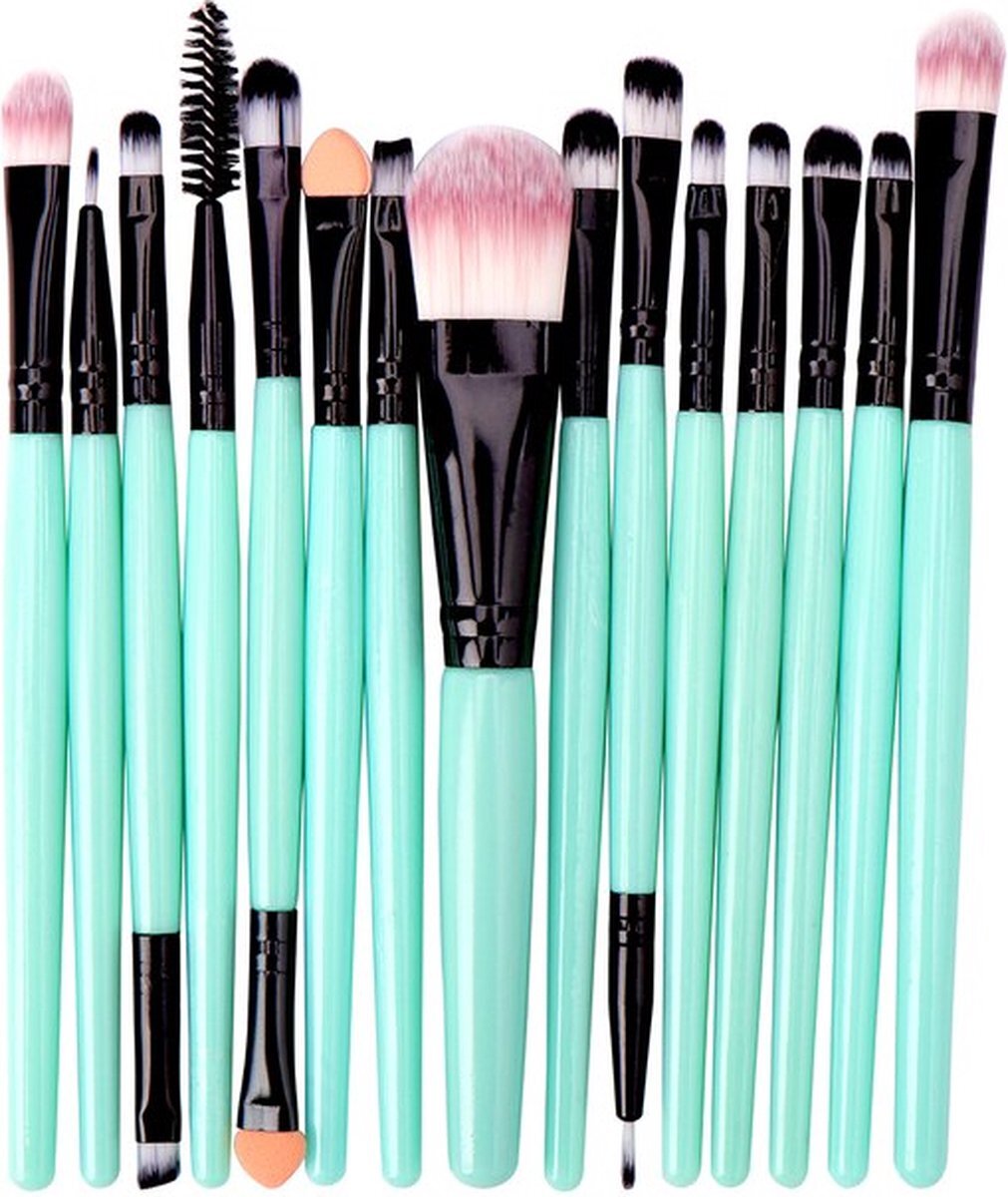 Heble ***Diamond Make Up Brush - Make Up Penselenset - Oogschaduw - Kwasten - Groen en Zwart - Licht Blauw - van Heble®***