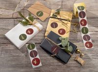 Sigel Kerststickers op rol, 200 sticker, 4,7 x 4,7 cm, "Cut-Out Style", groen, rood, violet