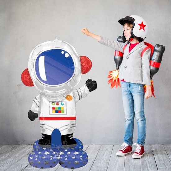 Amscan Airloonz Astronaut Folieballon Jongen - 81 x 144 cm - Blauw/Wit