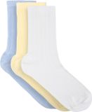 Hunkemöller 3 Pair Cotton Pointelle Crew Socks Geel
