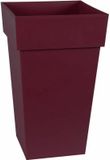 Merkloos EDA Vierkante Bloempot Hoog TOSCANE - Volume 62 L - 39 x 39 x H.65 cm - Bordeauxrood