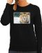 Bellatio Decorations Shoppartners Bv Dieren sweater leeuwen foto - zwart - dames - M