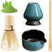 Matcha-theeset met matcha-maatbeker, theeföhn, theestandaard en theelepeltjes. Handgemaakte keramische Japanse theeset voor theeliefhebbers.