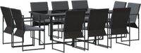 vidaXL - Tuin - Eettafel - Set - 11 - st - Zwart - Staal