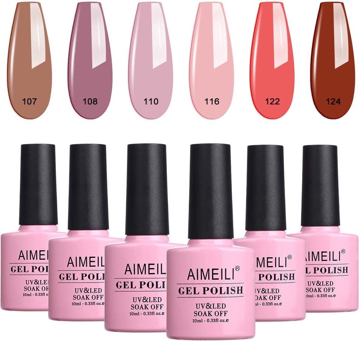 AIMEILI UV Gel Nagellak Set Gellak uv Kleur Gelnagel Gel Set Soak Off Gel Polish Van 6 X 10 ml - Gift Kit 30 - Meerkleurig