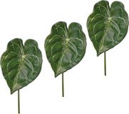 Bellatio Flowers & Plants Kunstplant - 4x - Anthurium - bladgroen - takken - 67 cm - kunststof decoratie