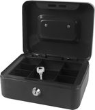 DID Geldkistje/kluisje met slot - zwart - 25 cm - metaal - incl 2 sleutels