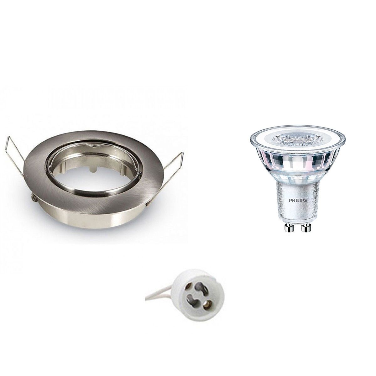 BES LED LED Spot Set - GU10 - Mat Chroom - Kantelbaar - Philips CorePro 4.6W - 4000K