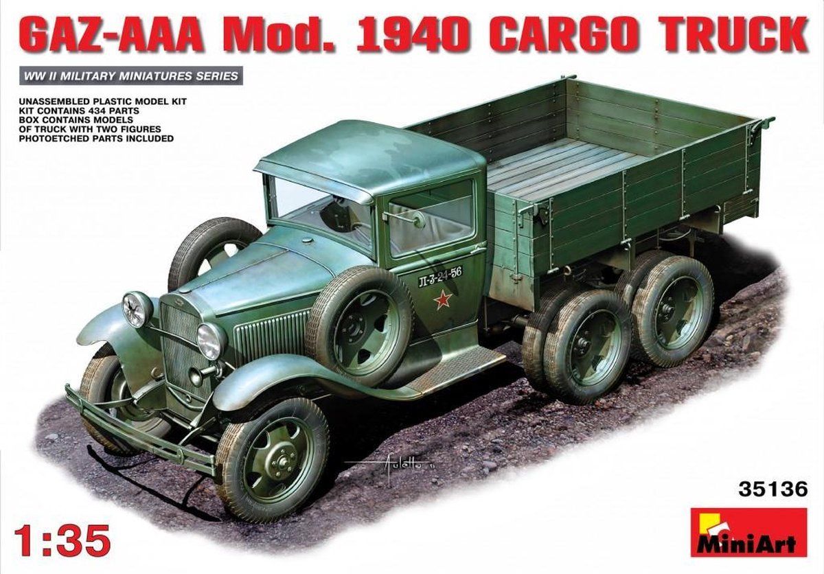 MiniArt 1:35 Schaal \"GAZ-AAA Mod 1940 Cargo Truck\" Plastic Model Kit