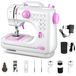 HDeye MINI Machine à coudre portable, 12 points, accessoires et extras gratuits, couleur rose