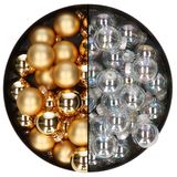 Othmar Decorations Mini kerstballen - 48x st - transparant parelmoer en goud - 2,5 cm - glas