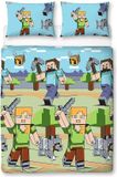 Minecraft Adventures Dekbedovertrek - 2-Persoons - 200x200 cm - Microvezel - Omkeerbaar - Inclusief Kussenslopen