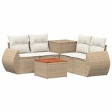 vidaXL Bankstel 2 zitplaatsen Beige en Crèmewit Polyrattan en Staal