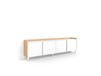 Meuble TV effet bois blanc et chêne 207x35x61cm avec pieds