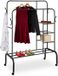 Merkloos Relaxdays Kledingrek op wielen - 154x110x55 cm - met planken - dubbel - zwart