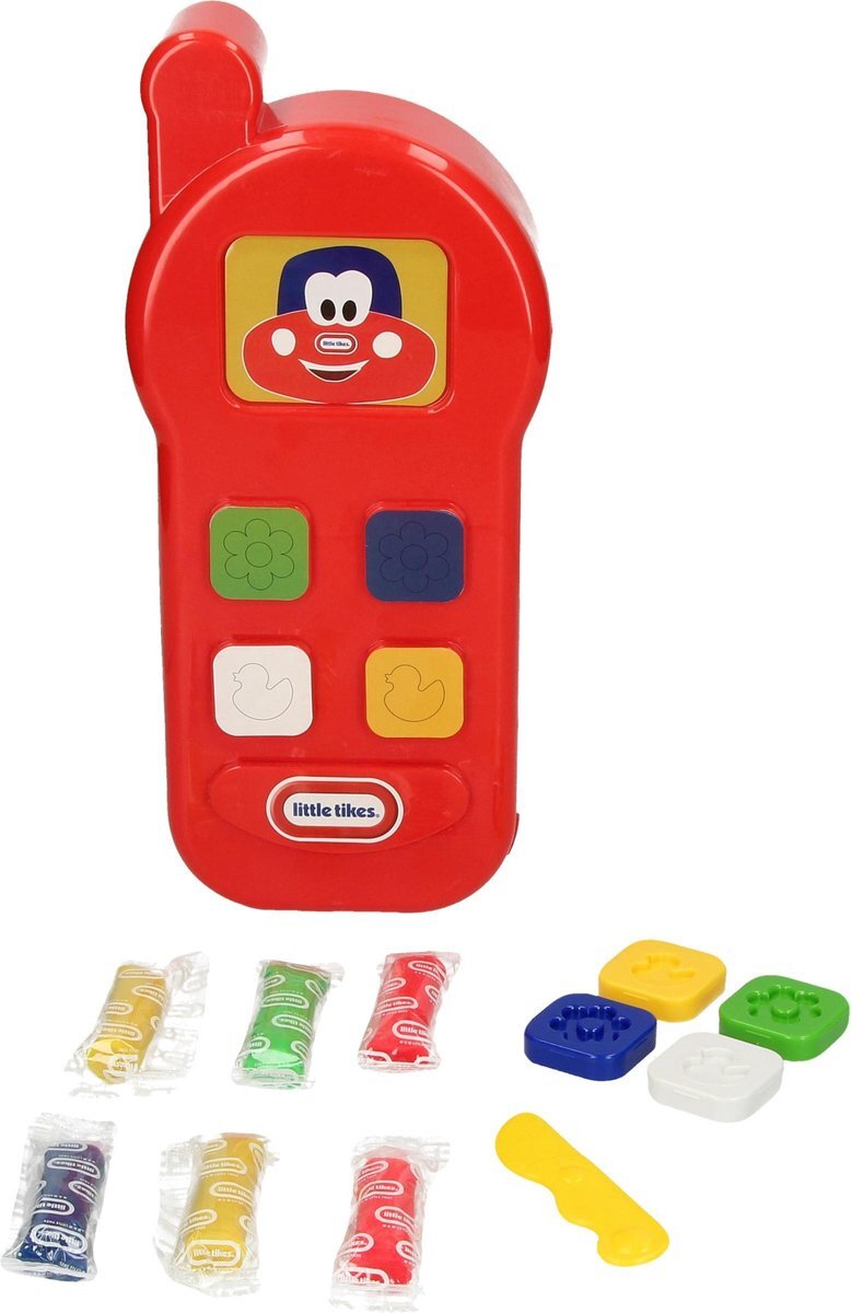 little tikes Speelgoed Telefoon Kleiset voor Kinderen inclusief Deegmes, Vormpjes en Klei – Vanaf 3 Jaar – Rood – 35 x 19 x 9 cm | Speeltelefoon | Speel Smartphone | Play Phone Dough Set