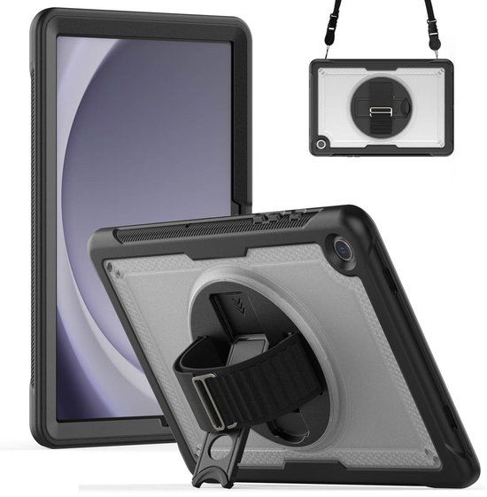 Accezz Tablet Hoes - Geschikt voor Samsung Galaxy Tab A9 Plus - Backcover Shoulder Strap - Transparant