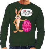 Bellatio Decorations Shoppartners Bv Groene Paas sweater Ei will always love you - Pasen trui voor heren - Pasen kleding XL