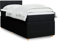 vidaXL Boxspring met matras stof zwart 90x200 cm