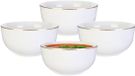 Home Deco Factory Kommetje/serveer schaaltje - 4x - wit met gouden rand - D14 x 7 cm - porselein