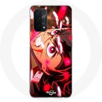 Maniacase Etui voor Oppo A74 5G Tanjiro en Nezuko Demon Slayer Kimetsu no Yaiba zwaard