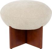 Housecraft Living Ufo Poef op Houten onderstel Rond 51 cm Beige/ Bruin